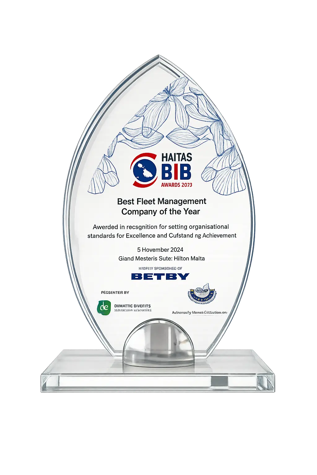 Best Fleet Management Company of the Year glass trophy